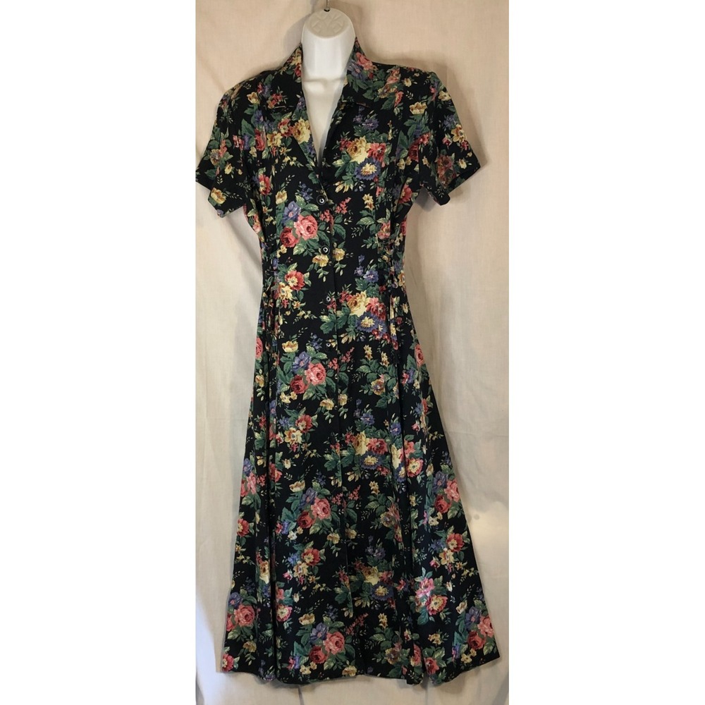 Vintage 90's Special Preview  Multicolor Floral Maxi Dress Button Front Size S/M